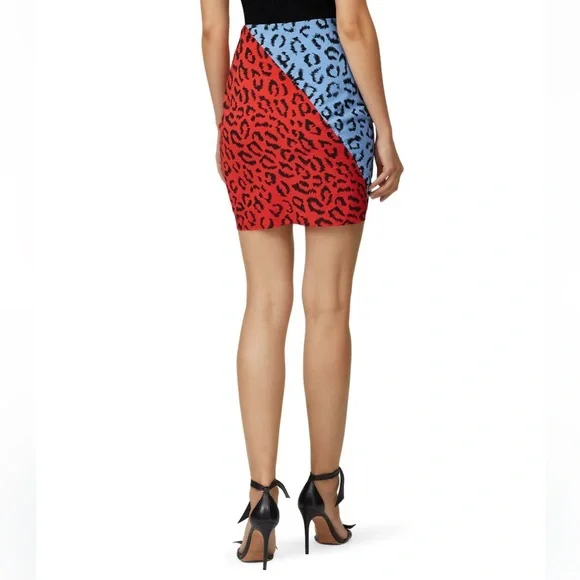 A.L.C. Blue and Red Leopard Print Mini Skirt - Picture 5 of 13